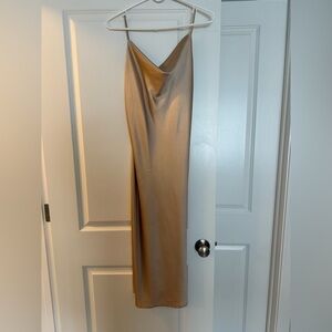 Satin slip midi dress. Size 4. Champagne color.
